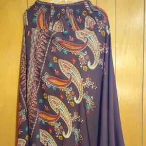 Paisley Print Shirred Waist Skirt